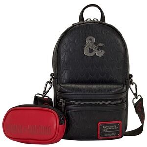 Loungefly Black and Red Men's Backpack with Dungeons & Dragons Design